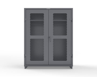 Extra Heavy Duty 14 GA Ventilated (Hex) Uniform Cabinet with Hanger Rod, 1 Shelf - 60 In. W x 24 In. D x 75 In. H - 56-H-WR-241-L-7024