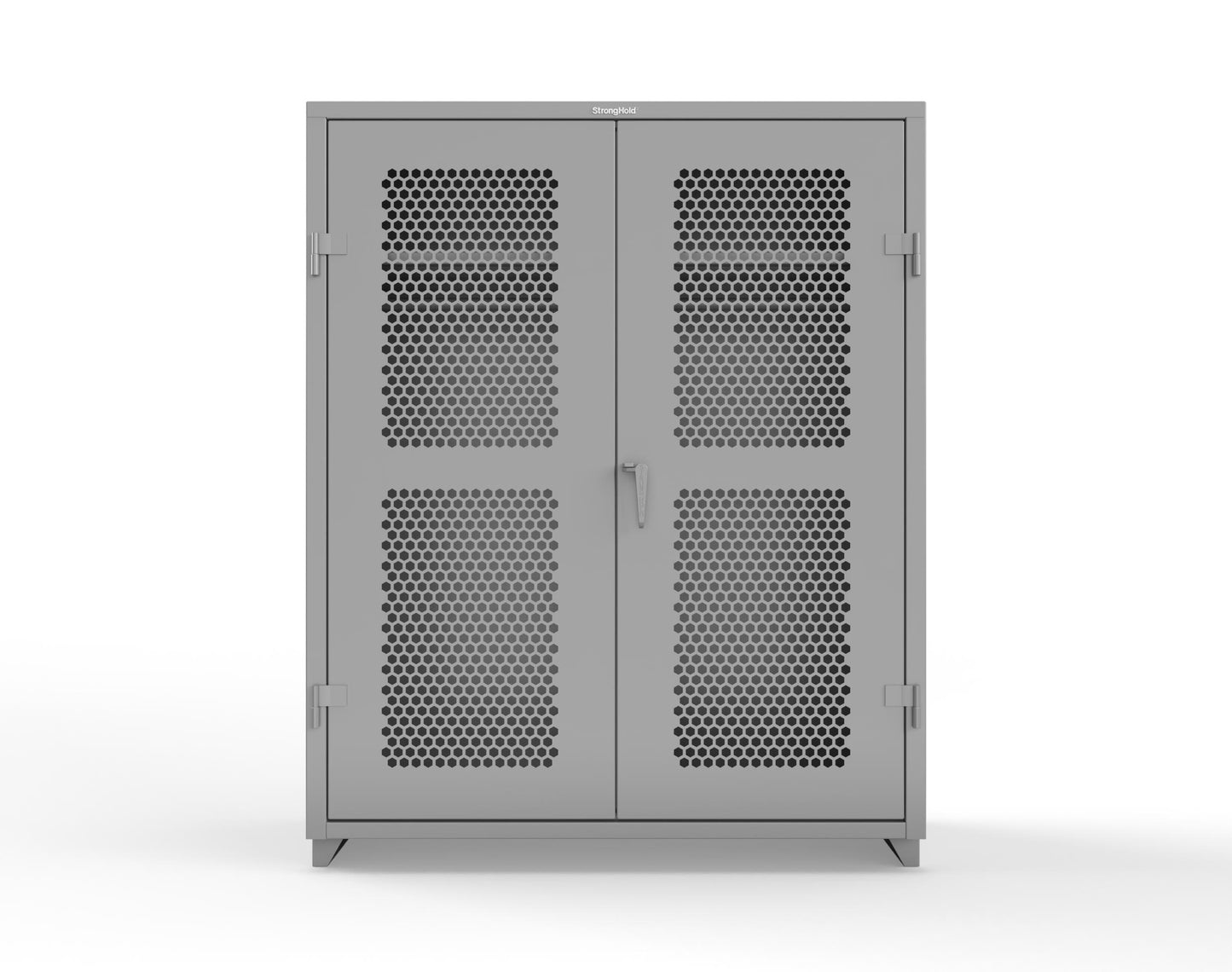 Extra Heavy Duty 14 GA Ventilated (Hex) Uniform Cabinet with Hanger Rod, 1 Shelf - 60 In. W x 24 In. D x 75 In. H - 56-H-WR-241-L-7037