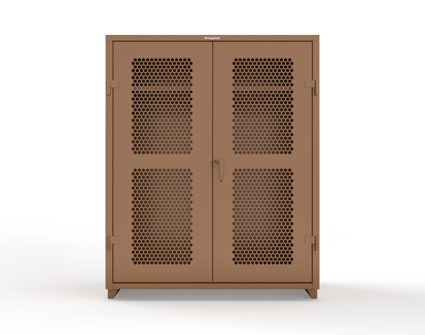 Extra Heavy Duty 14 GA Ventilated (Hex) Uniform Cabinet with Hanger Rod, 1 Shelf - 60 In. W x 24 In. D x 75 In. H - 56-H-WR-241-L-8008