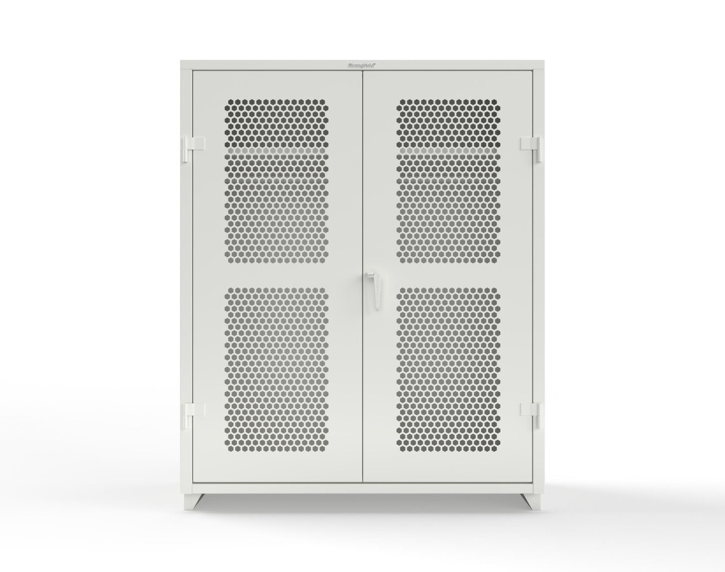Extra Heavy Duty 14 GA Ventilated (Hex) Uniform Cabinet with Hanger Rod, 1 Shelf - 60 In. W x 24 In. D x 75 In. H - 56-H-WR-241-L-9003