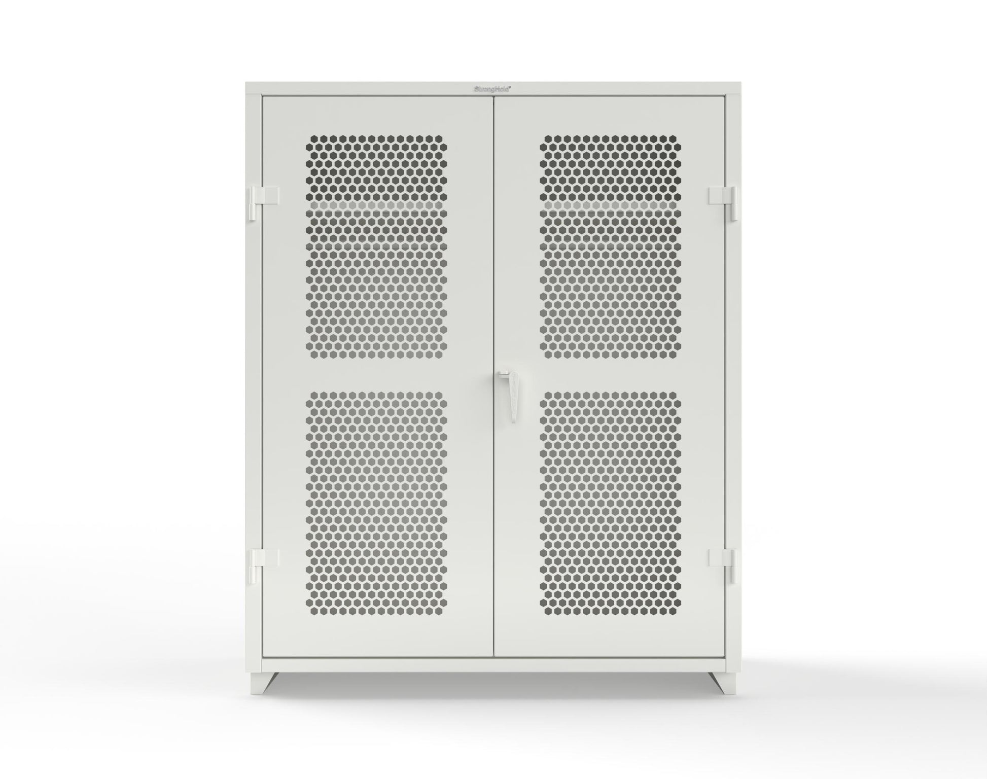 Extra Heavy Duty 14 GA Ventilated (Hex) Uniform Cabinet with Hanger Rod, 1 Shelf - 60 In. W x 24 In. D x 75 In. H - 56-H-WR-241-L-9003
