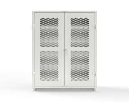 Extra Heavy Duty 14 GA Ventilated (Hex) Uniform Cabinet with Hanger Rod, 1 Shelf - 60 In. W x 24 In. D x 75 In. H - 56-H-WR-241-L-9003
