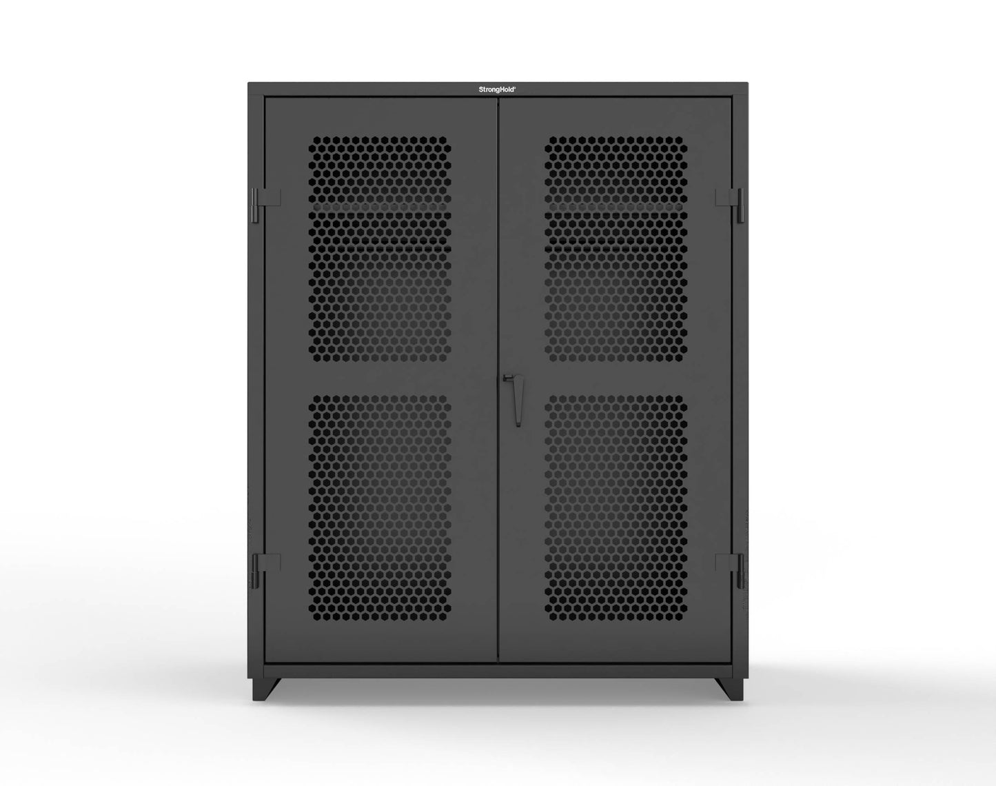 Extra Heavy Duty 14 GA Ventilated (Hex) Uniform Cabinet with Hanger Rod, 1 Shelf - 60 In. W x 24 In. D x 75 In. H - 56-H-WR-241-L-9005