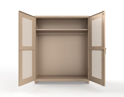 Extra Heavy Duty 14 GA Ventilated (Hex) Uniform Cabinet with Hanger Rod, 1 Shelf - 60 In. W x 24 In. D x 75 In. H - 56-H-WR-241-L-1019