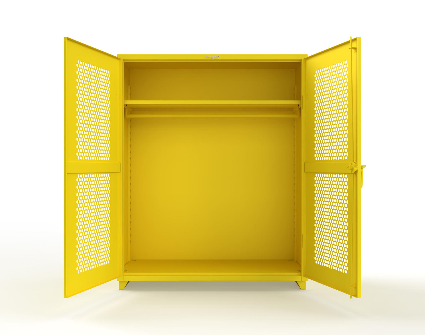 Extra Heavy Duty 14 GA Ventilated (Hex) Uniform Cabinet with Hanger Rod, 1 Shelf - 60 In. W x 24 In. D x 75 In. H - 56-H-WR-241-L-1021