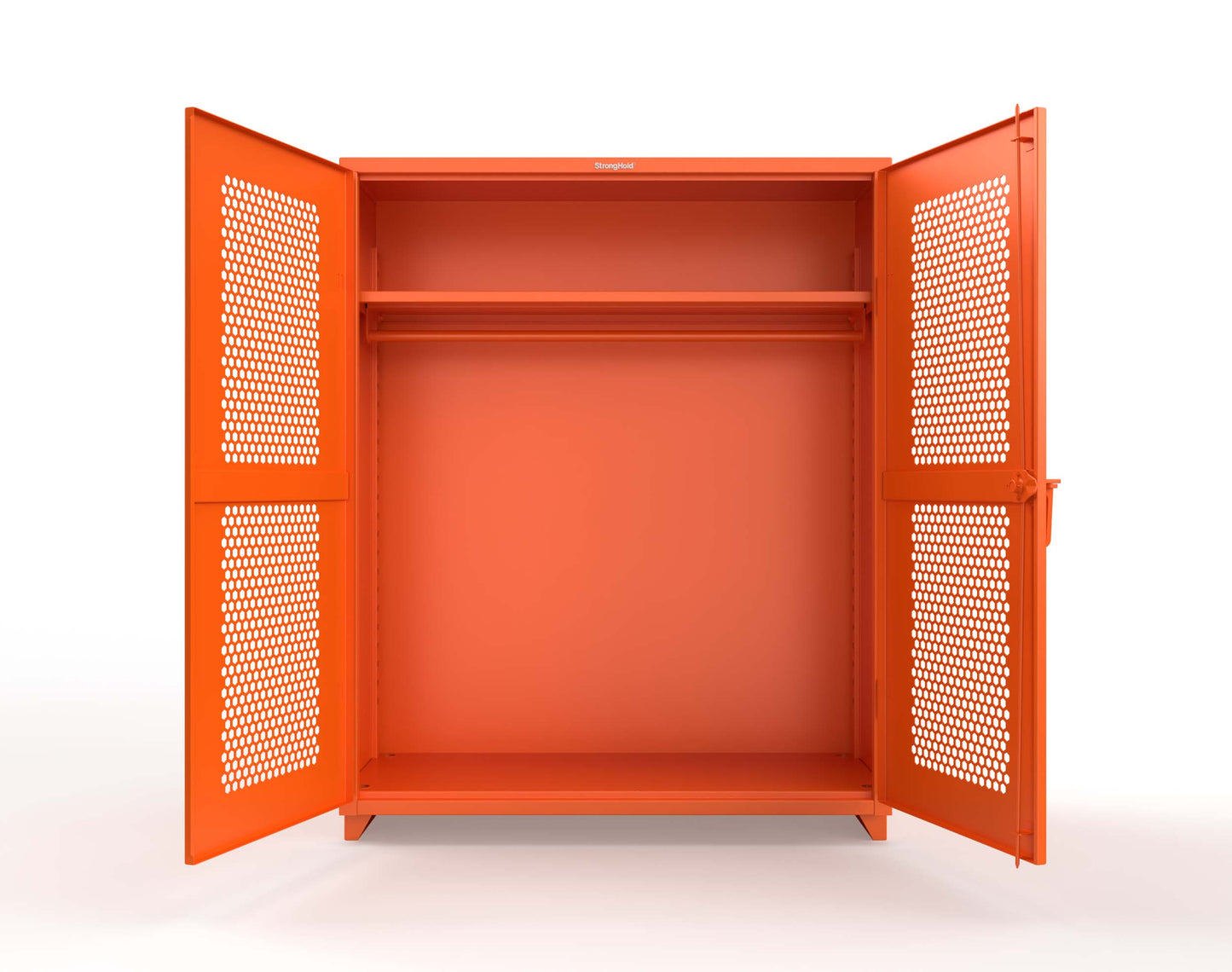 Extra Heavy Duty 14 GA Ventilated (Hex) Uniform Cabinet with Hanger Rod, 1 Shelf - 60 In. W x 24 In. D x 75 In. H - 56-H-WR-241-L-2009