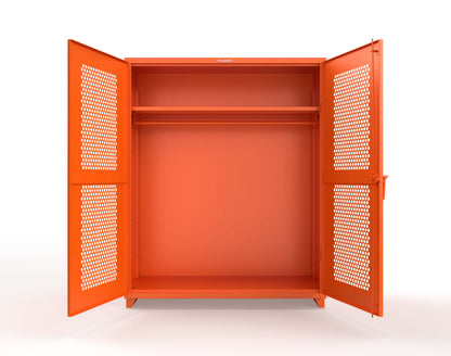 Extra Heavy Duty 14 GA Ventilated (Hex) Uniform Cabinet with Hanger Rod, 1 Shelf - 60 In. W x 24 In. D x 75 In. H - 56-H-WR-241-L-2009