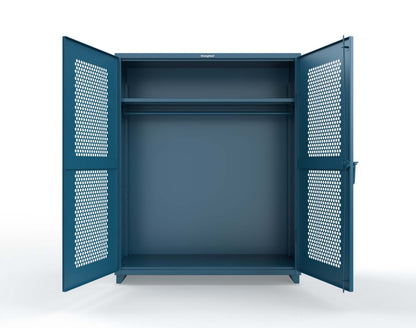Extra Heavy Duty 14 GA Ventilated (Hex) Uniform Cabinet with Hanger Rod, 1 Shelf - 60 In. W x 24 In. D x 75 In. H - 56-H-WR-241-L-5001