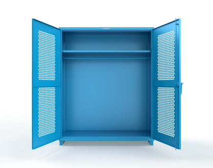Extra Heavy Duty 14 GA Ventilated (Hex) Uniform Cabinet with Hanger Rod, 1 Shelf - 60 In. W x 24 In. D x 75 In. H - 56-H-WR-241-L-5012