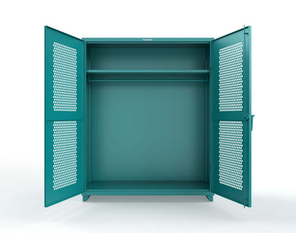 Extra Heavy Duty 14 GA Ventilated (Hex) Uniform Cabinet with Hanger Rod, 1 Shelf - 60 In. W x 24 In. D x 75 In. H - 56-H-WR-241-L-5021