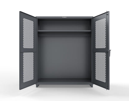 Extra Heavy Duty 14 GA Ventilated (Hex) Uniform Cabinet with Hanger Rod, 1 Shelf - 60 In. W x 24 In. D x 75 In. H - 56-H-WR-241-L-7024