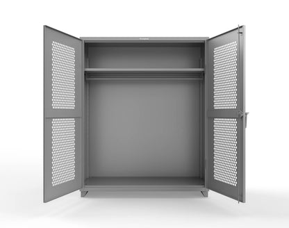 Extra Heavy Duty 14 GA Ventilated (Hex) Uniform Cabinet with Hanger Rod, 1 Shelf - 60 In. W x 24 In. D x 75 In. H - 56-H-WR-241-L-7037