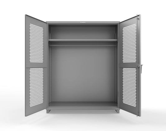 Extra Heavy Duty 14 GA Ventilated (Hex) Uniform Cabinet with Hanger Rod, 1 Shelf - 60 In. W x 24 In. D x 75 In. H - 56-H-WR-241-L-7037
