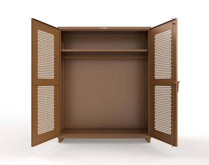 Extra Heavy Duty 14 GA Ventilated (Hex) Uniform Cabinet with Hanger Rod, 1 Shelf - 60 In. W x 24 In. D x 75 In. H - 56-H-WR-241-L-8008