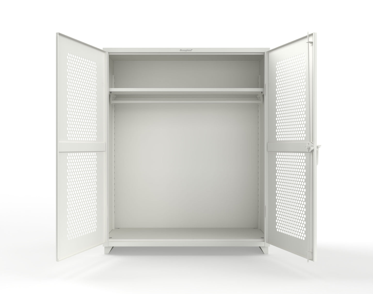 Extra Heavy Duty 14 GA Ventilated (Hex) Uniform Cabinet with Hanger Rod, 1 Shelf - 60 In. W x 24 In. D x 75 In. H - 56-H-WR-241-L-9003
