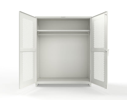 Extra Heavy Duty 14 GA Ventilated (Hex) Uniform Cabinet with Hanger Rod, 1 Shelf - 60 In. W x 24 In. D x 75 In. H - 56-H-WR-241-L-9003