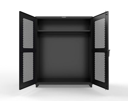Extra Heavy Duty 14 GA Ventilated (Hex) Uniform Cabinet with Hanger Rod, 1 Shelf - 60 In. W x 24 In. D x 75 In. H - 56-H-WR-241-L-9005