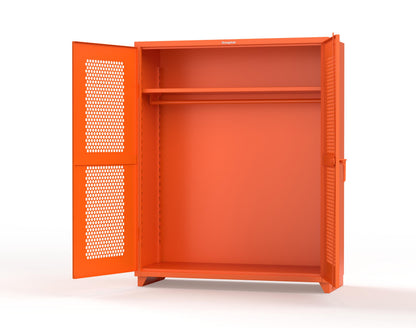 Extra Heavy Duty 14 GA Ventilated (Hex) Uniform Cabinet with Hanger Rod, 1 Shelf - 60 In. W x 24 In. D x 75 In. H - 56-H-WR-241-L-2009