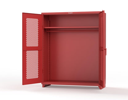 Extra Heavy Duty 14 GA Ventilated (Hex) Uniform Cabinet with Hanger Rod, 1 Shelf - 60 In. W x 24 In. D x 75 In. H - 56-H-WR-241-L-3001