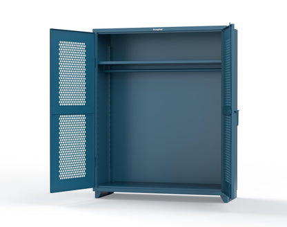 Extra Heavy Duty 14 GA Ventilated (Hex) Uniform Cabinet with Hanger Rod, 1 Shelf - 60 In. W x 24 In. D x 75 In. H - 56-H-WR-241-L-5001