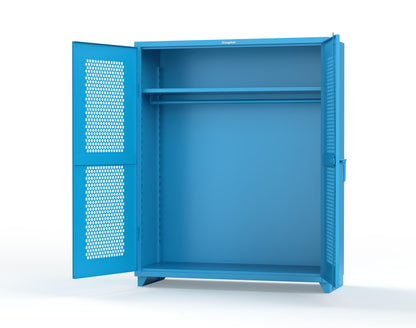 Extra Heavy Duty 14 GA Ventilated (Hex) Uniform Cabinet with Hanger Rod, 1 Shelf - 60 In. W x 24 In. D x 75 In. H - 56-H-WR-241-L-5012