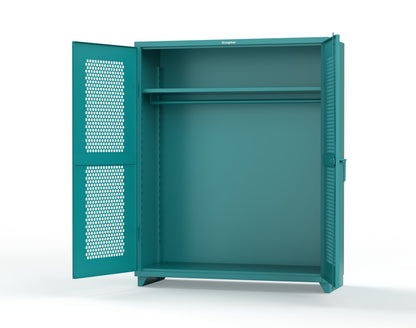 Extra Heavy Duty 14 GA Ventilated (Hex) Uniform Cabinet with Hanger Rod, 1 Shelf - 60 In. W x 24 In. D x 75 In. H - 56-H-WR-241-L-5021
