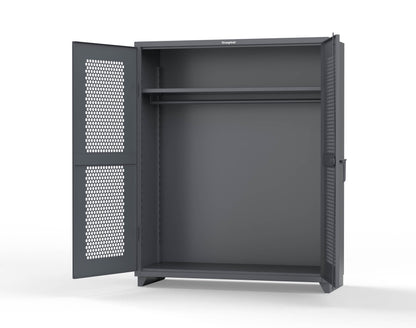 Extra Heavy Duty 14 GA Ventilated (Hex) Uniform Cabinet with Hanger Rod, 1 Shelf - 60 In. W x 24 In. D x 75 In. H - 56-H-WR-241-L-7024