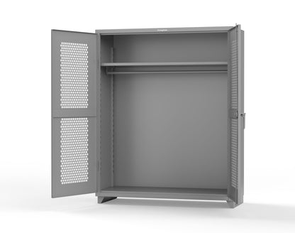 Extra Heavy Duty 14 GA Ventilated (Hex) Uniform Cabinet with Hanger Rod, 1 Shelf - 60 In. W x 24 In. D x 75 In. H - 56-H-WR-241-L-7037