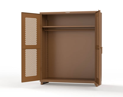 Extra Heavy Duty 14 GA Ventilated (Hex) Uniform Cabinet with Hanger Rod, 1 Shelf - 60 In. W x 24 In. D x 75 In. H - 56-H-WR-241-L-8008