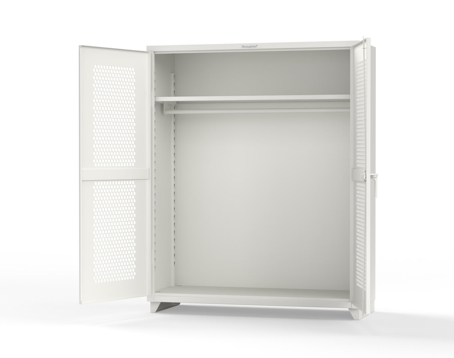 Extra Heavy Duty 14 GA Ventilated (Hex) Uniform Cabinet with Hanger Rod, 1 Shelf - 60 In. W x 24 In. D x 75 In. H - 56-H-WR-241-L-9003