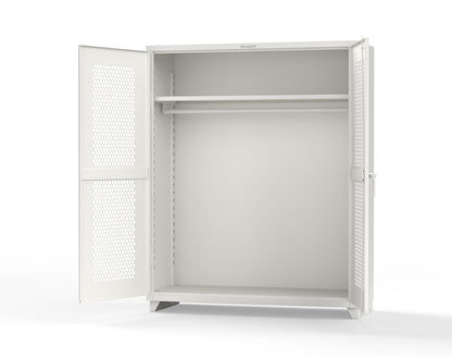 Extra Heavy Duty 14 GA Ventilated (Hex) Uniform Cabinet with Hanger Rod, 1 Shelf - 60 In. W x 24 In. D x 75 In. H - 56-H-WR-241-L-9003