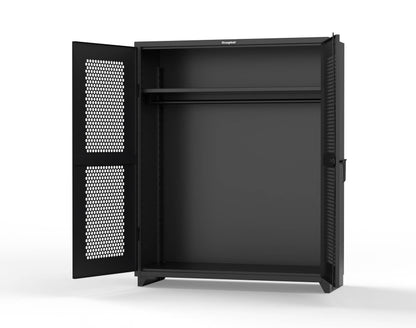 Extra Heavy Duty 14 GA Ventilated (Hex) Uniform Cabinet with Hanger Rod, 1 Shelf - 60 In. W x 24 In. D x 75 In. H - 56-H-WR-241-L-9005