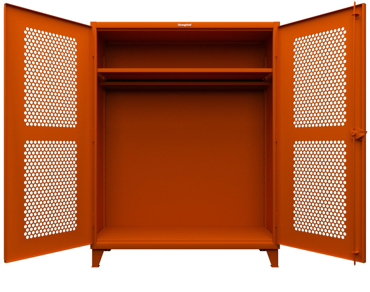 Extreme Duty 12 GA Ventilated (Hex) Uniform Cabinet with Hanger Rod, 1 Shelf - 60 In. W x 24 In. D x 78 In. H