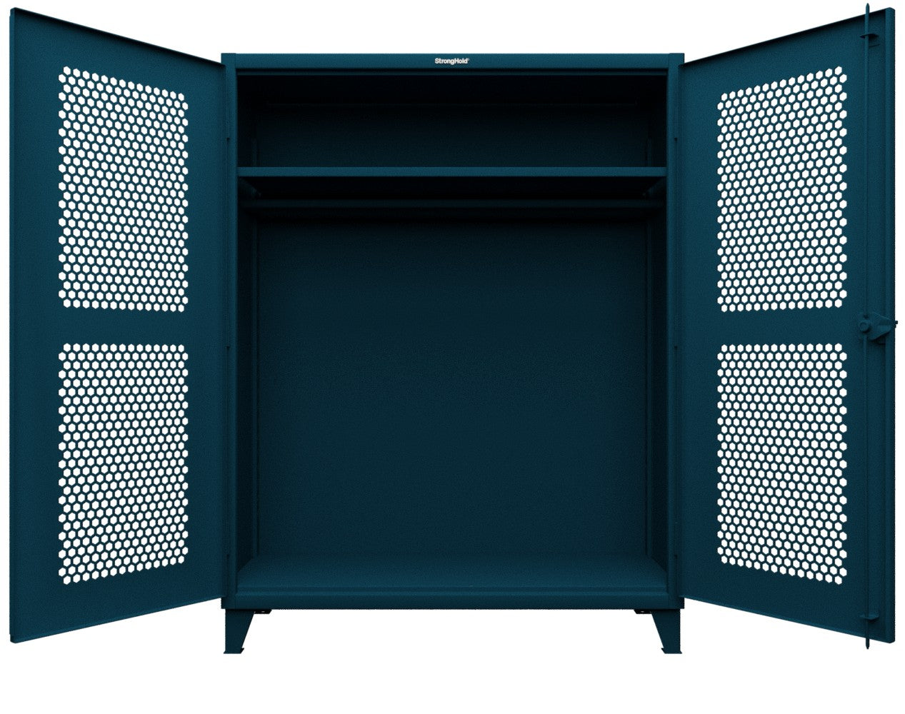 Extreme Duty 12 GA Ventilated (Hex) Uniform Cabinet with Hanger Rod, 1 Shelf - 60 In. W x 24 In. D x 78 In. H