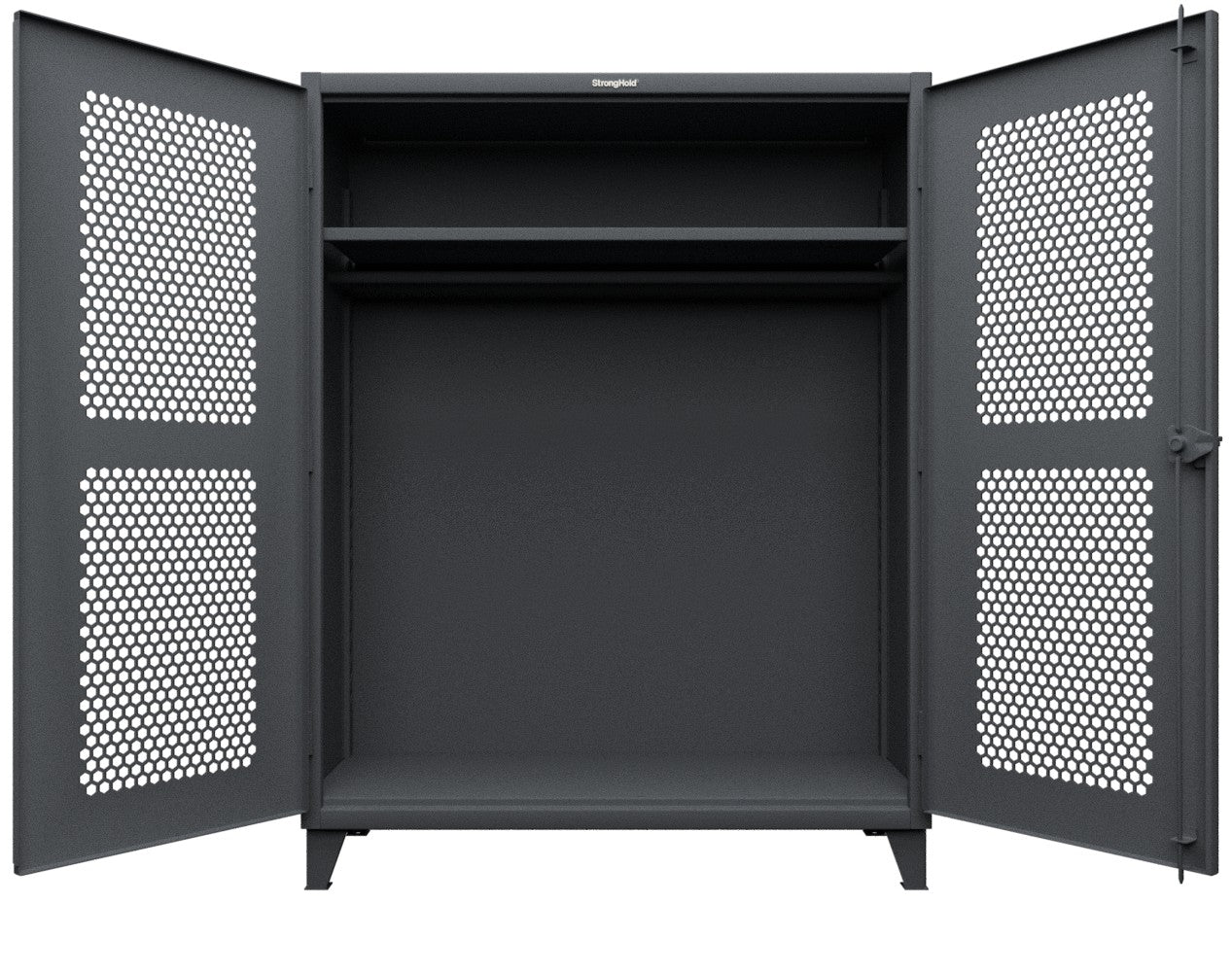 Extreme Duty 12 GA Ventilated (Hex) Uniform Cabinet with Hanger Rod, 1 Shelf - 60 In. W x 24 In. D x 78 In. H