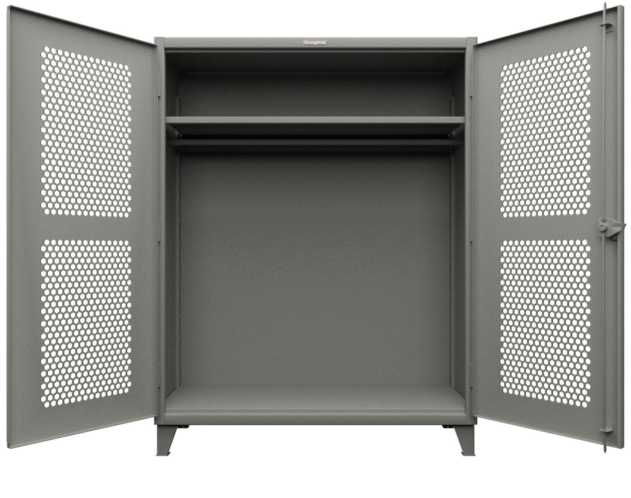 Extreme Duty 12 GA Ventilated (Hex) Uniform Cabinet with Hanger Rod, 1 Shelf - 60 In. W x 24 In. D x 78 In. H