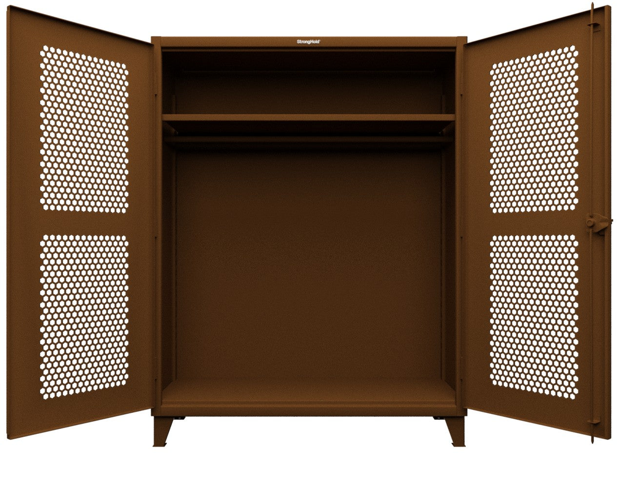 Extreme Duty 12 GA Ventilated (Hex) Uniform Cabinet with Hanger Rod, 1 Shelf - 60 In. W x 24 In. D x 78 In. H