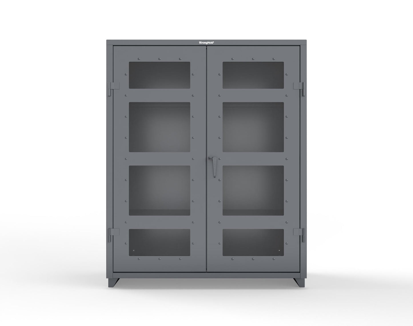 Extra Heavy Duty 14 GA Clearview Cabinet with 3 Shelves - 60 In. W x 24 In. D x 75 In. H - 56-LD-243-L-7024