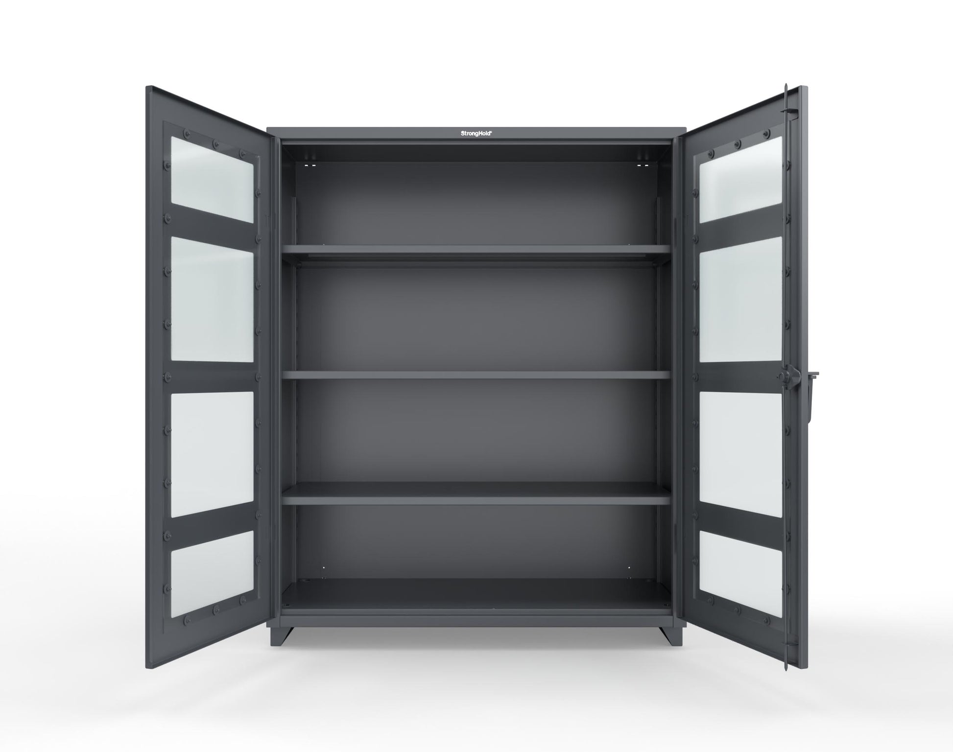 Extra Heavy Duty 14 GA Clearview Cabinet with 3 Shelves - 60 In. W x 24 In. D x 75 In. H - 56-LD-243-L-7024