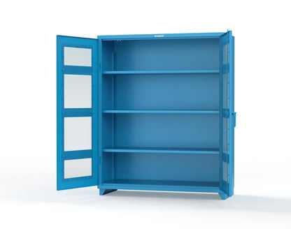 Extra Heavy Duty 14 GA Clearview Cabinet with 3 Shelves - 60 In. W x 24 In. D x 75 In. H - 56-LD-243-L-5012