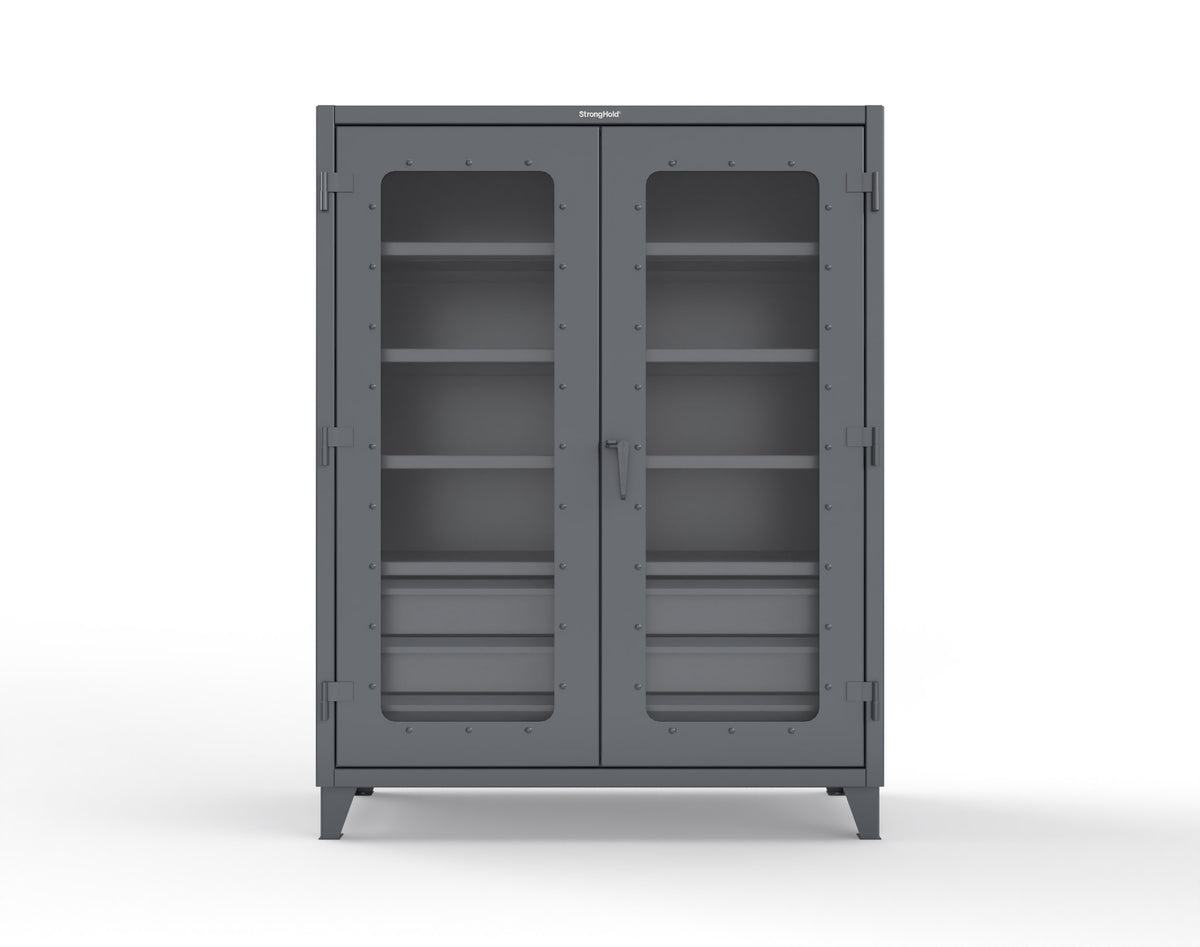 Extreme Duty 12 GA Clear View Cabinet with 6 Half-Width Drawers, 4 Shelves - 60 In. W x 24 In. D x 78 In. H - 56-LD-244-6.5DB-7024