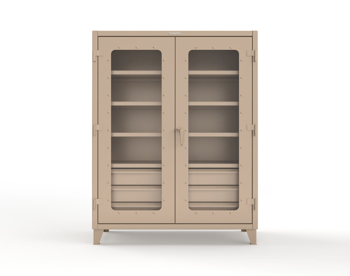 Extreme Duty 12 GA Clear View Cabinet with 6 Half-Width Drawers, 4 Shelves - 60 In. W x 24 In. D x 78 In. H - 56-LD-244-6.5DB-1019