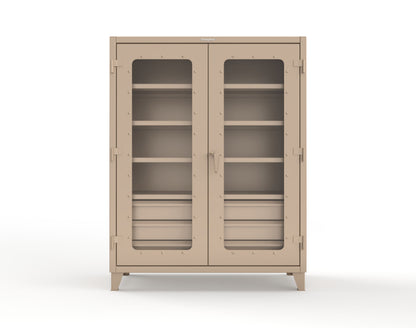 Extreme Duty 12 GA Clear View Cabinet with 6 Half-Width Drawers, 4 Shelves - 60 In. W x 24 In. D x 78 In. H - 56-LD-244-6.5DB-1019