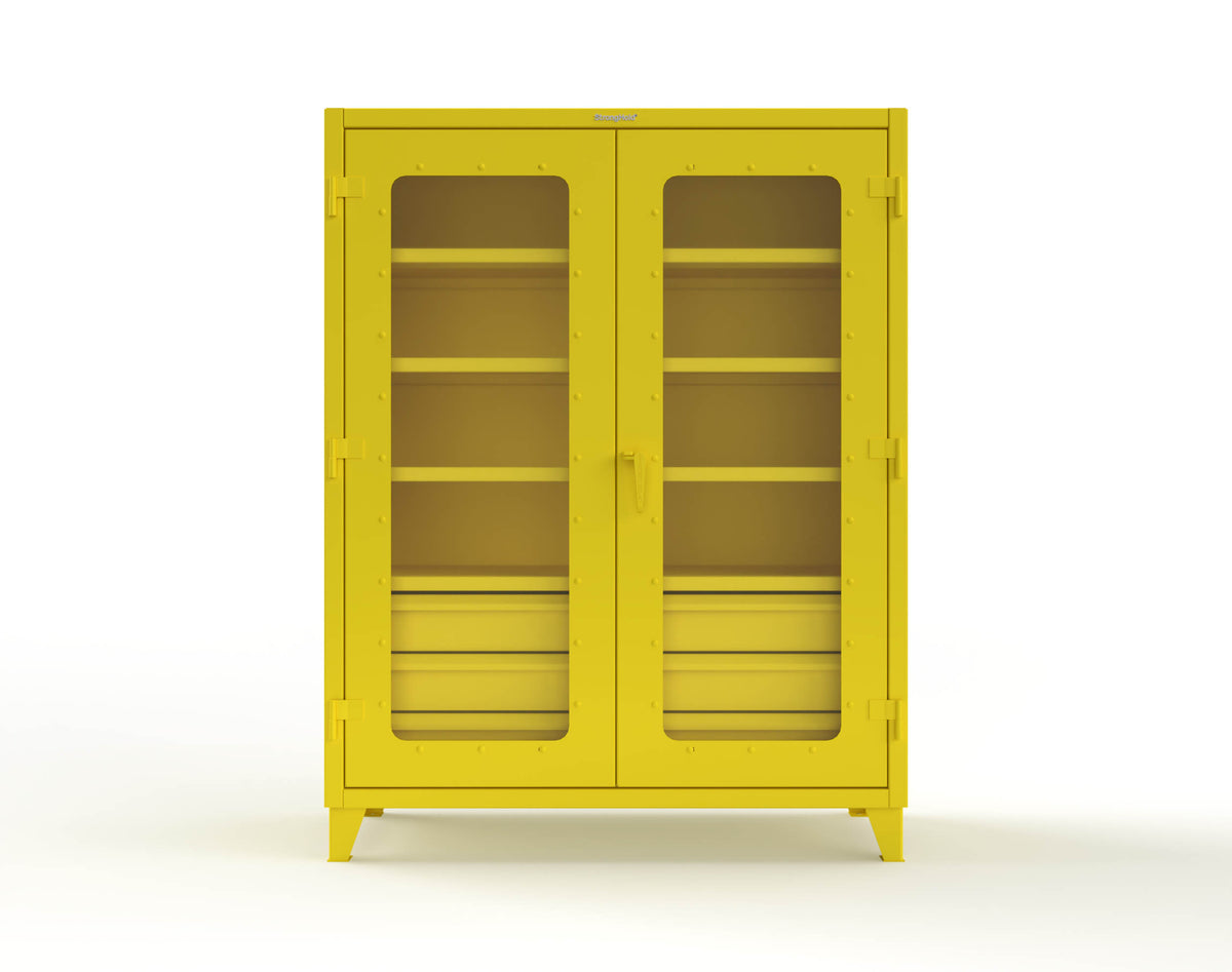Extreme Duty 12 GA Clear View Cabinet with 6 Half-Width Drawers, 4 Shelves - 60 In. W x 24 In. D x 78 In. H - 56-LD-244-6.5DB-1023