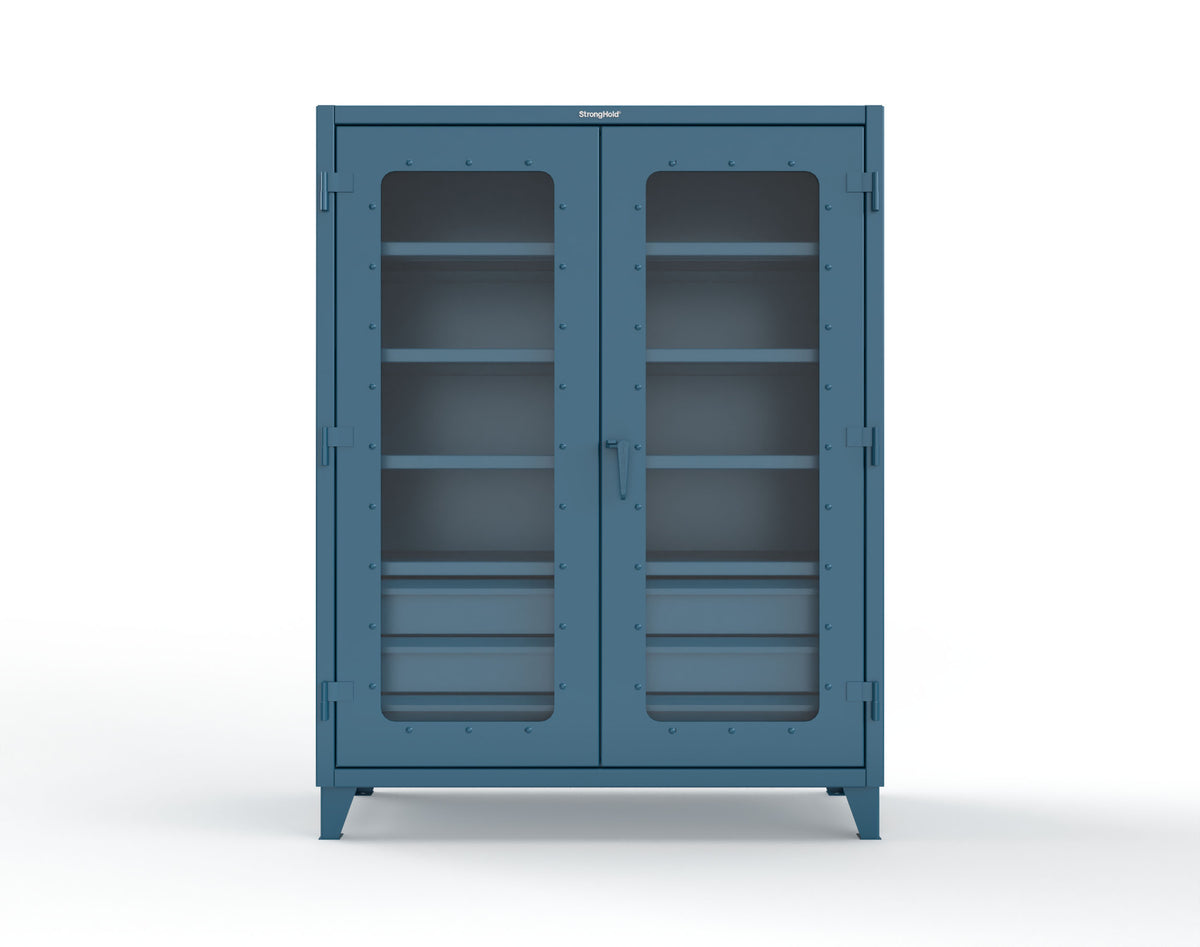 Extreme Duty 12 GA Clear View Cabinet with 6 Half-Width Drawers, 4 Shelves - 60 In. W x 24 In. D x 78 In. H - 56-LD-244-6.5DB-5010