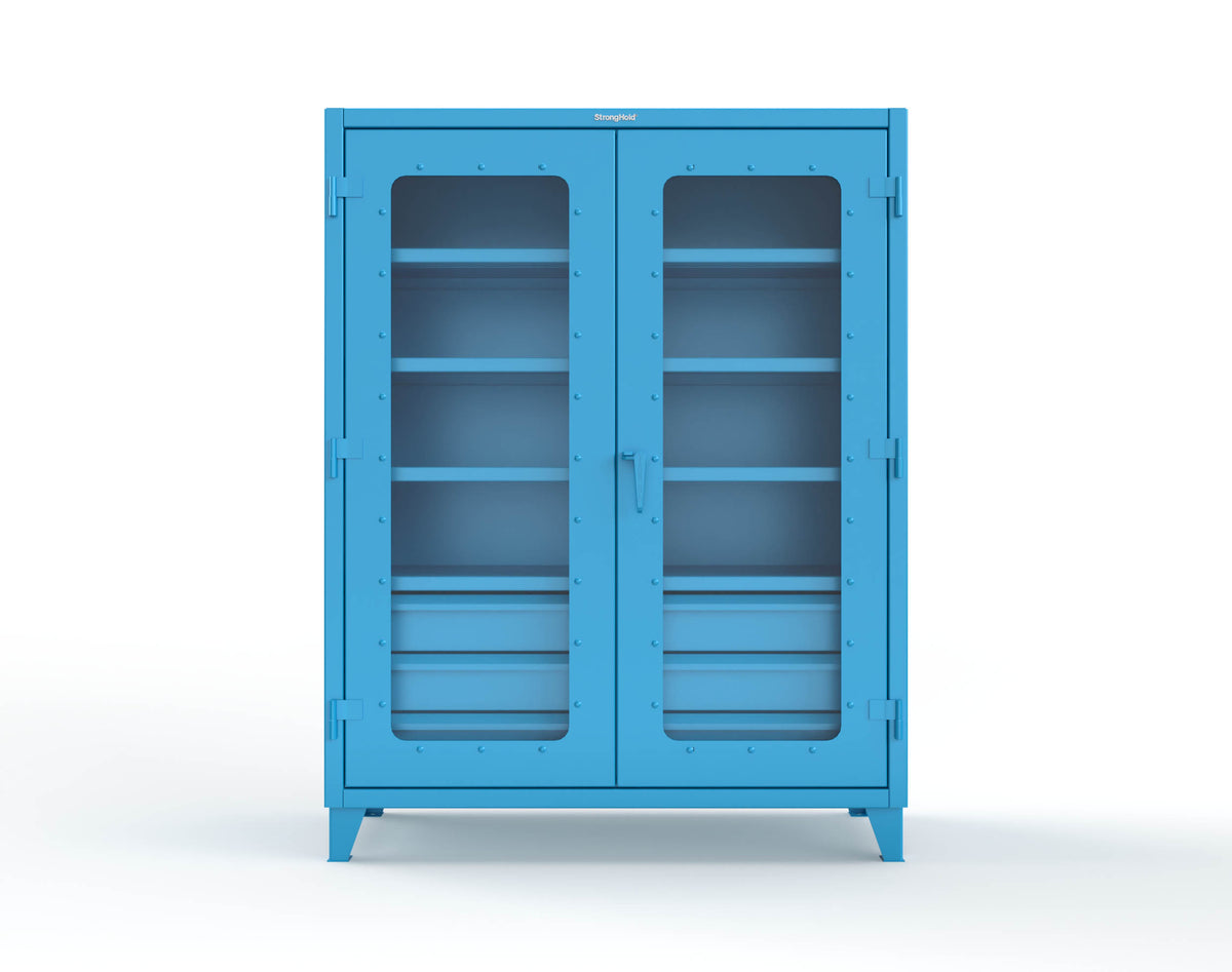 Extreme Duty 12 GA Clear View Cabinet with 6 Half-Width Drawers, 4 Shelves - 60 In. W x 24 In. D x 78 In. H - 56-LD-244-6.5DB-5012