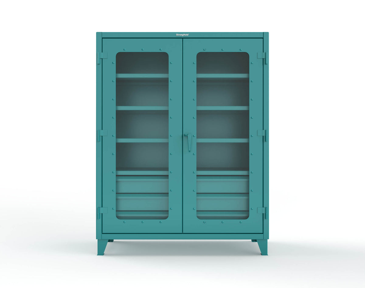 Extreme Duty 12 GA Clear View Cabinet with 6 Half-Width Drawers, 4 Shelves - 60 In. W x 24 In. D x 78 In. H - 56-LD-244-6.5DB-5021