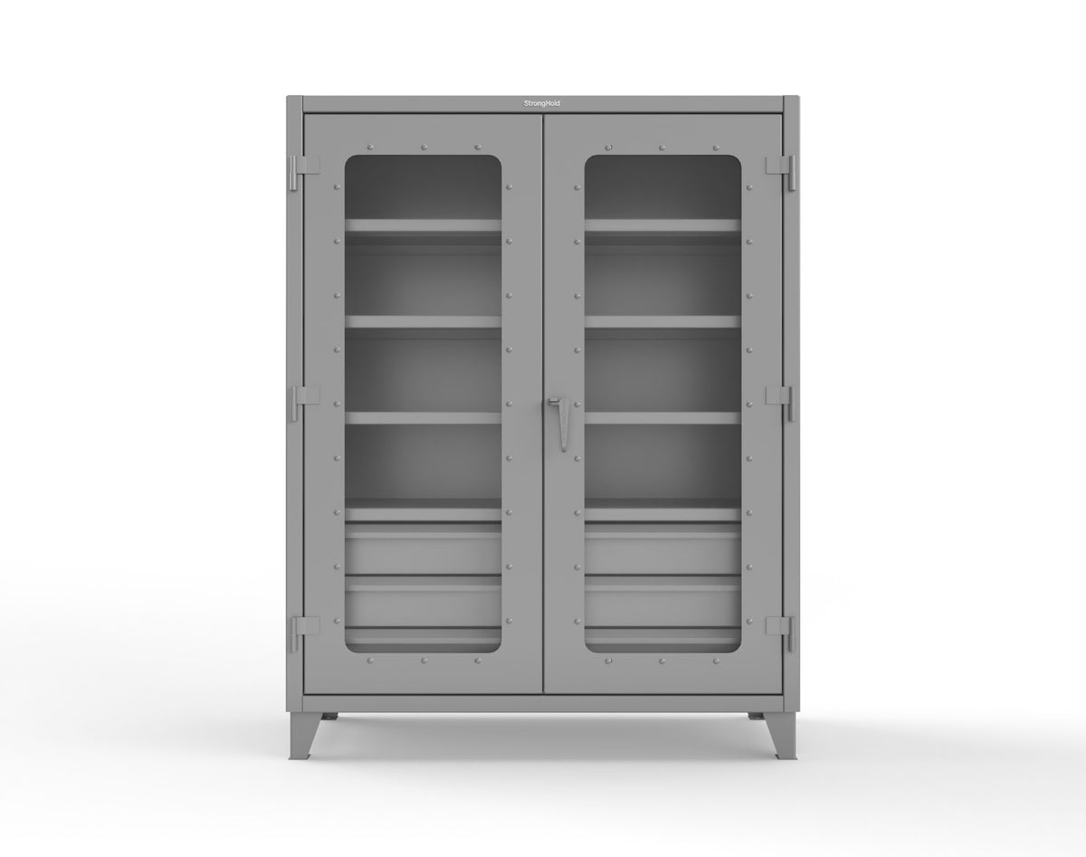 Extreme Duty 12 GA Clear View Cabinet with 6 Half-Width Drawers, 4 Shelves - 60 In. W x 24 In. D x 78 In. H - 56-LD-244-6.5DB-7037