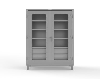 Extreme Duty 12 GA Clear View Cabinet with 6 Half-Width Drawers, 4 Shelves - 60 In. W x 24 In. D x 78 In. H - 56-LD-244-6.5DB-7037