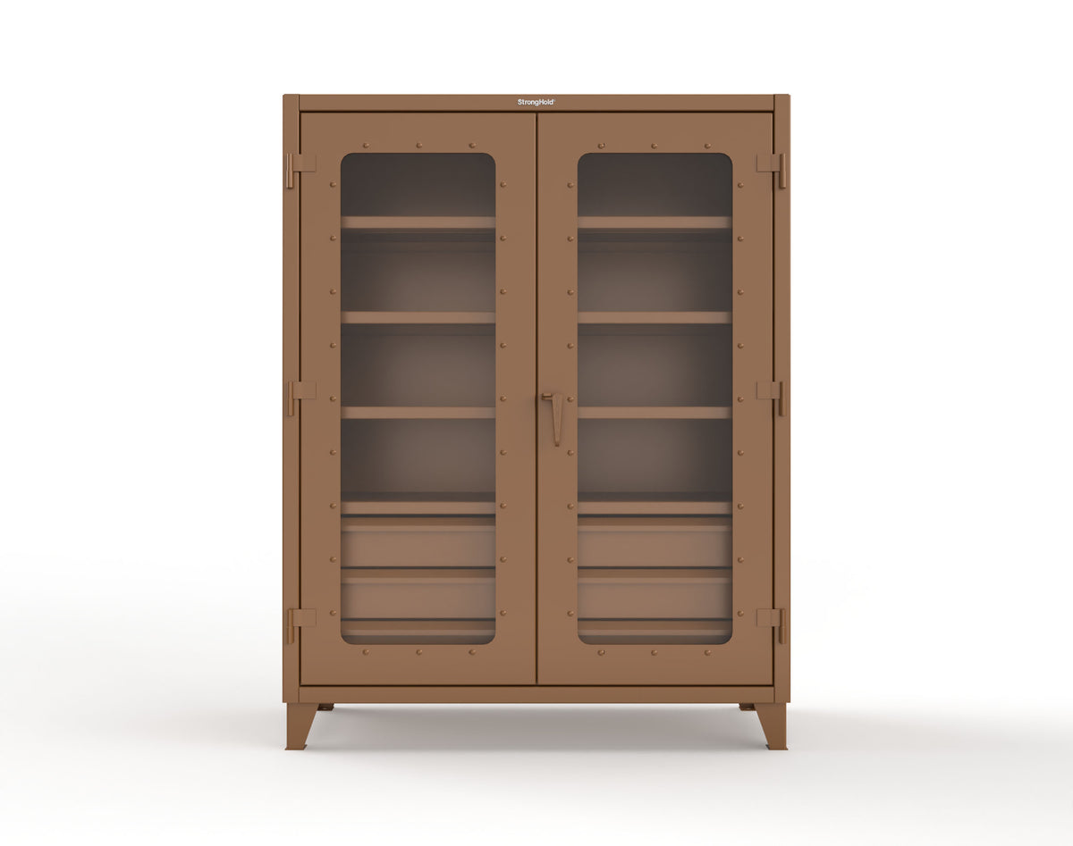 Extreme Duty 12 GA Clear View Cabinet with 6 Half-Width Drawers, 4 Shelves - 60 In. W x 24 In. D x 78 In. H - 56-LD-244-6.5DB-8025